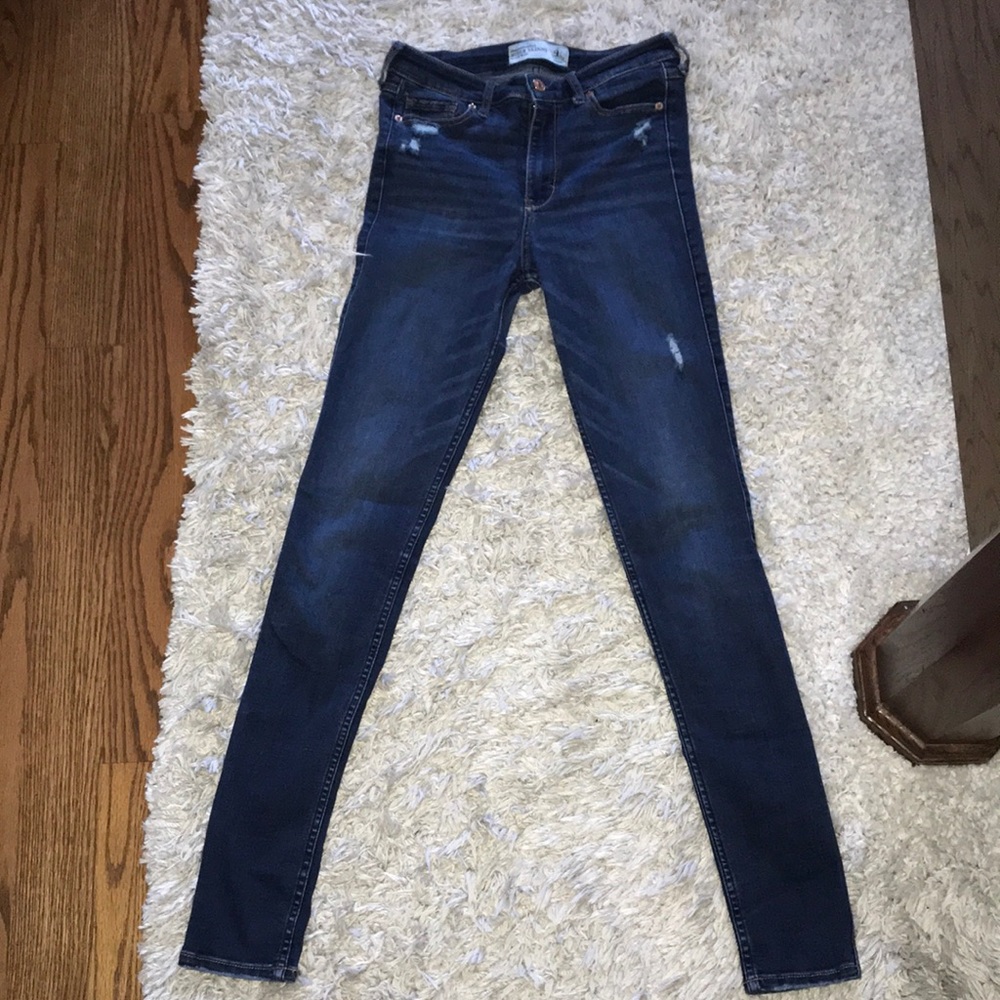 Abercrombie super high waisted distressed jeans